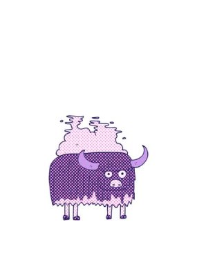 Çizgi film çizimi kokuşmuş ineğin yükseliş ve yüzme animasyonu