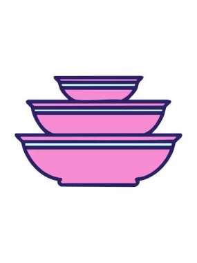 Seramik yemek kaselerinin hareketli animasyonları çizim yapıyor.