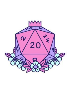 Doğal 20 D20 zarının çiçek elementli Retro Dövmesinin canlandırma efekti