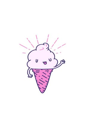 Geleneksel dövme stili dondurma karakterinin hareketli canlandırması