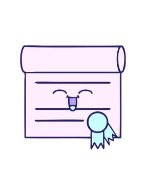 bir sertifikanın karikatürünün basınçlı canlandırması