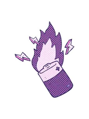 El yazması çizilmiş karikatür alevli bataryaların titreşimli hareket animasyonu