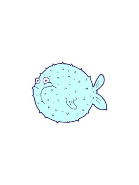 Çizgi film kirpi balığının satış animasyonu