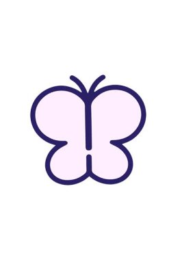 Basit bir kelebek çizgi filminin yatay titreşimli animasyonu