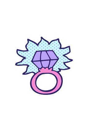 Çizgi roman tarzı elmas yüzüğün hareketli animasyonu