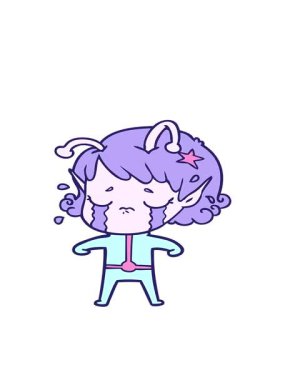 Ağlayan uzaylı bir kızın hareketli çizgi filmi.