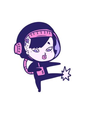 Karikatür karikatürü çizen astronot kadının titreyen hareketi