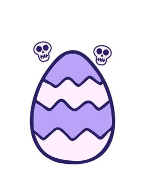 Paskalya yumurtası boyalı karikatür animasyonunun dönen kafatası