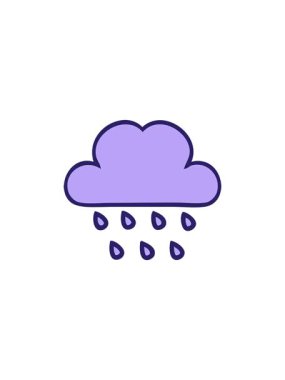 Fırtına yağmuru bulutunun sevimli çizgi filminin radyoaktif parlayan animasyonu