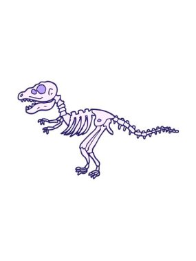 Karalama stili dinozor kemiklerinin titreşimli hareket animasyonu