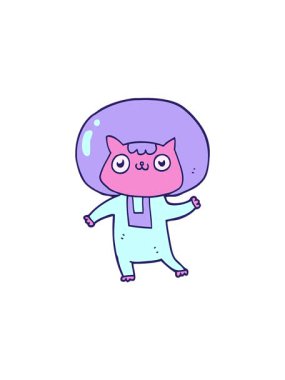 Çizgi film uzay çağı kedisinin satış animasyonu