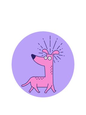 Dövme stili bir ikonun animasyonunu genişleterek şaşırmış bir köpek