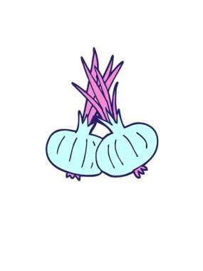 Kalk ve karikatür animasyonu karalayın kahverengi soğanlar