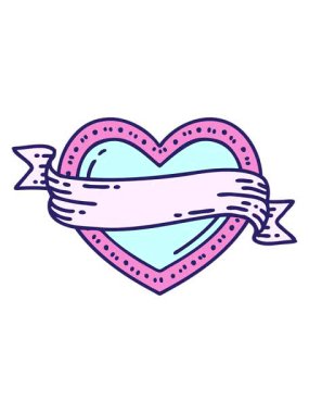 Parlak ışık efekti dövmenin geleneksel kalp ve bayrak stilinde canlandırması