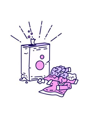 Geleneksel dövme stili deterjan ve giysi yığınının neon ışığı animasyonu