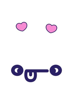 Şaşkın bakışlı yüz simgesinin dönen kalp animasyonu