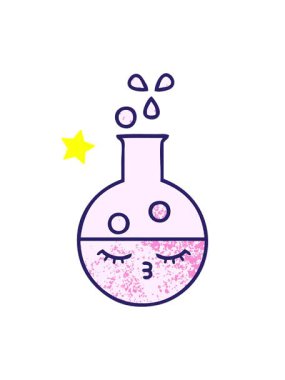 Parlayan yıldızlar, test tüpünün retro grunge dokusunun animasyonunu etkiler.