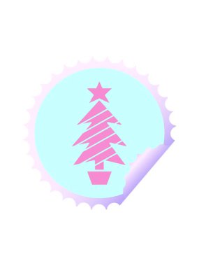 Bir noel ağacının dairesel soyulmuş çıkartma karikatürünün dikkat çekici animasyonu