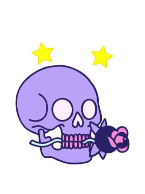 dönen yıldızlar geleneksel kafatası stilinde dövme animasyonu