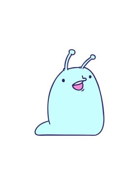 Tatlı bir kawaii sümüklüböceğinin çizgi film çiziminin yıldız patlaması etkisi animasyonu