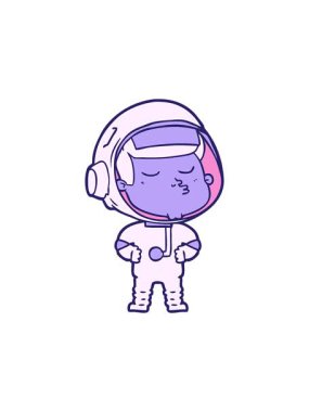 Kendine güvenen astronotun çizgi film animasyonunun bölünme etkisi