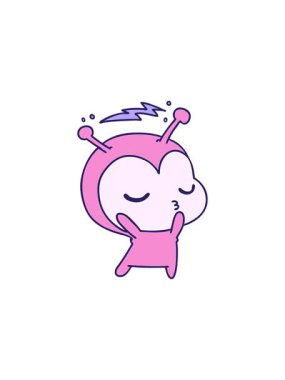 Şirin bir Kawaii uzaylısının serbest çizim animasyonunun bölünme etkisi