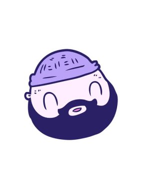 Karikatür suratlı sakallı bir çizgi film karakteri.