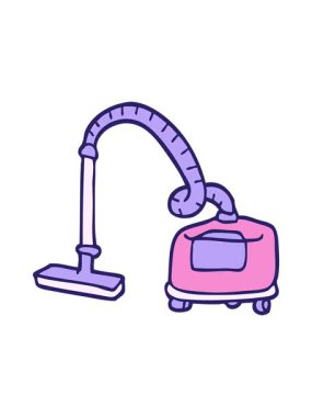 Elle çizilmiş karikatür tarzı süpürgenin parlak ışık efekti.