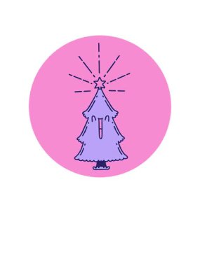 Dövme stili bir yılbaşı ağacının yıldızlı bir simgesinin yükselişi ve yüzüşü