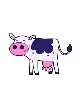 Çizgi film ineğinin dönen hareket animasyonu