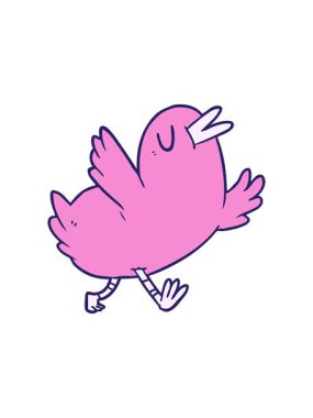 Çizgi film mutlu kuş görüntüsünün basınçlı animasyonu