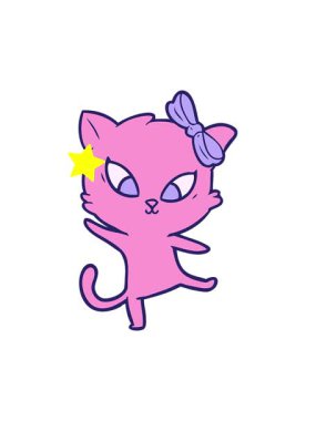 Parlayan yıldızlar çizgi film kedilerinin eğlenceli çizimlerinin animasyonunu etkiler.