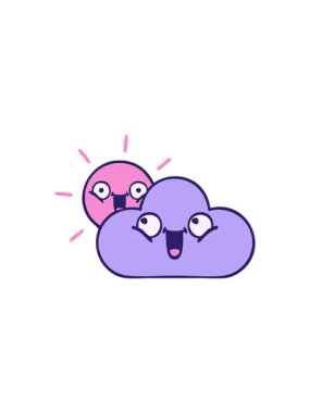 Tatlı karikatür fırtına bulutu ve güneşin göz alıcı satış animasyonu