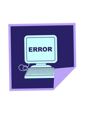 Bilgisayar hata vektörü illüstrasyon kare soyma etiketinin hareketli canlandırmasını göster