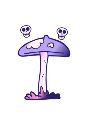 Bir mantarın karalamalarının kafatası animasyonu