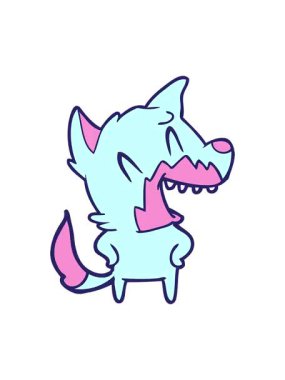 Gülen tilki çizgi filminin pixelize etkisi animasyonu