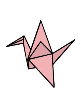 Japonların katlanmış kağıt origami turnalarının canlandırma efektleri