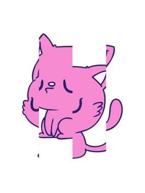 Serbest elle çizilen çizgi film kawaii kedisinin bölünen hareketi