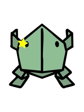 Parıldayan yıldızlar Japon katlanmış kağıt origami zıplayan kurbağanın animasyonunu etkiler.