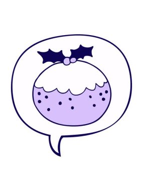 Konuşma baloncuklu karikatür noel pudinginin neon ışık efektleri