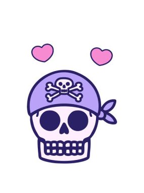 Dövme stili bir korsan kafatasının dönen kalp animasyonu