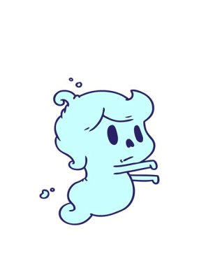 Bir kawai sevimli hayaletinin çizgi film çiziminin hareketli animasyonu