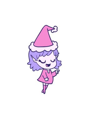 Basınç, mutlu el çizgileri çizerek Noel Baba şapkası takan bir elf kızı gösteriyor.