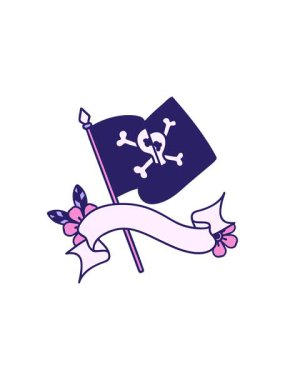 Dikkat çekici dövme animasyonu korsan bayrağı ile