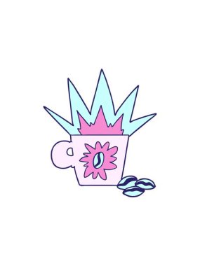 Karikatür espresso kahvenin canlandırma etkisi