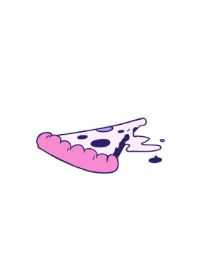 Yanıp sönen radyal çizgiler. El çizimi çizgi film çizimleri. Bir dilim pizzanın karalaması.