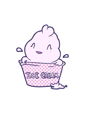 Tatlı karikatür dondurmasının basınçlı canlandırması