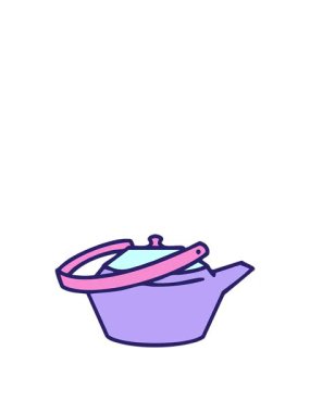 Geleneksel Japon çay demliği illüstrasyonunun zıplama hareketi