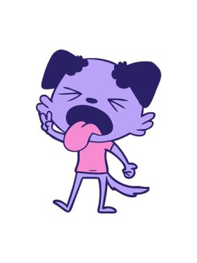 Tiksinmiş köpeğin çizgi filminin dönen hareketi.