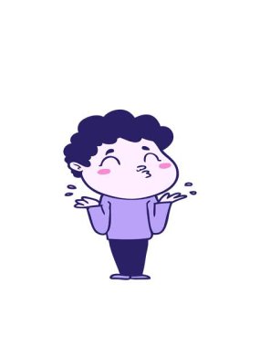 Karikatür adamın omuz silkme hareketinin hareketli animasyonu